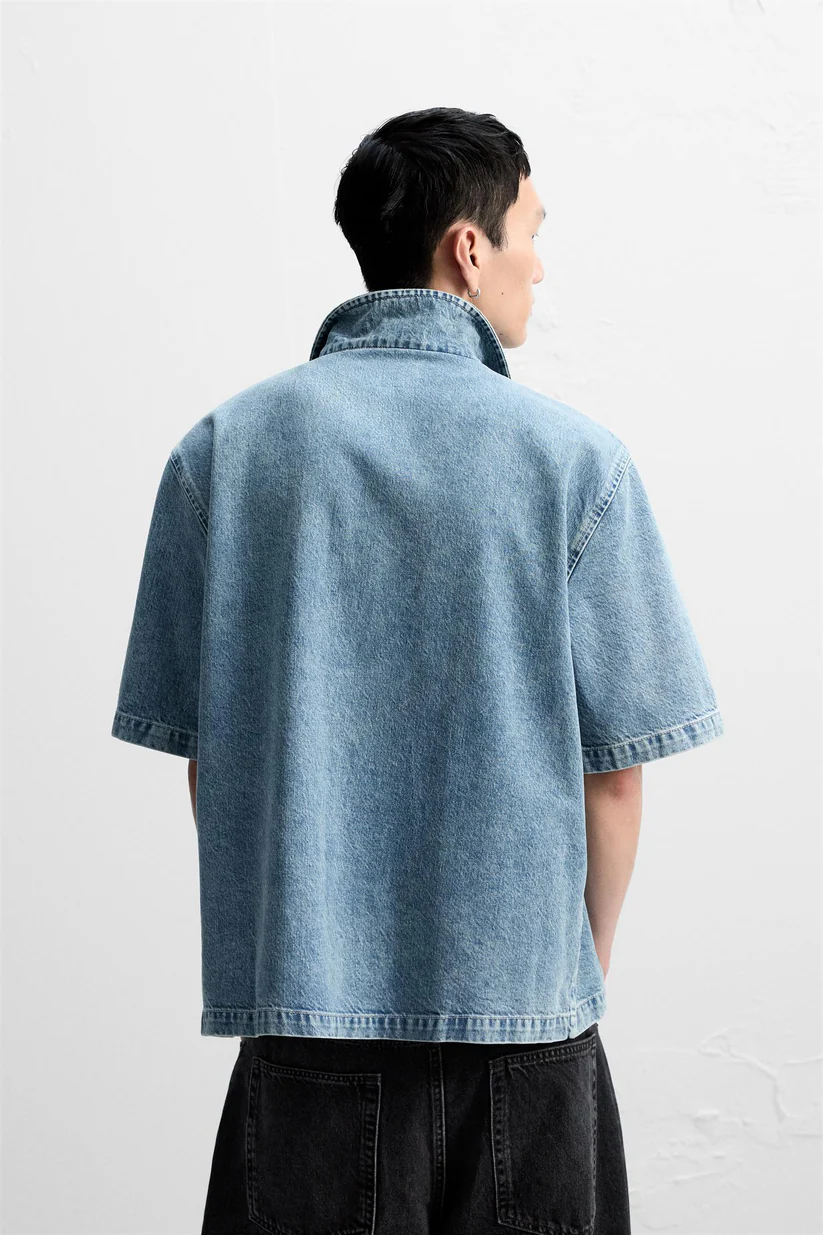 Zipped Denim Shirt