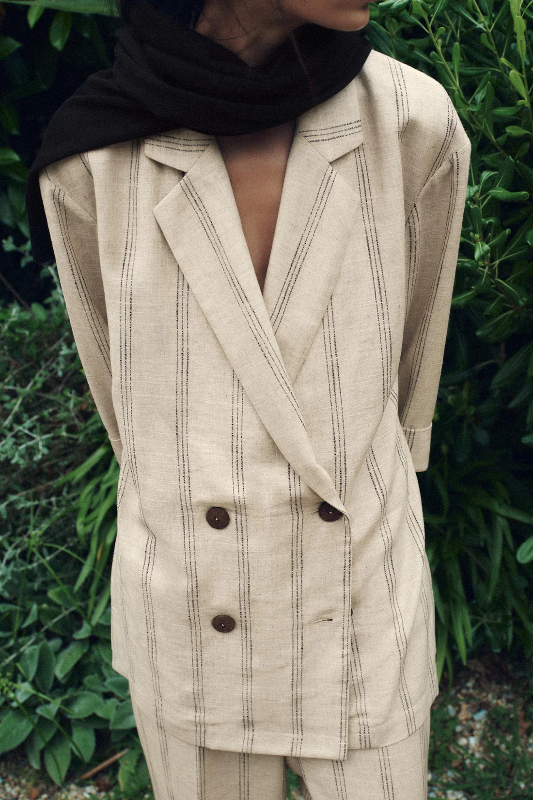 Striped Linen Blend Blazer