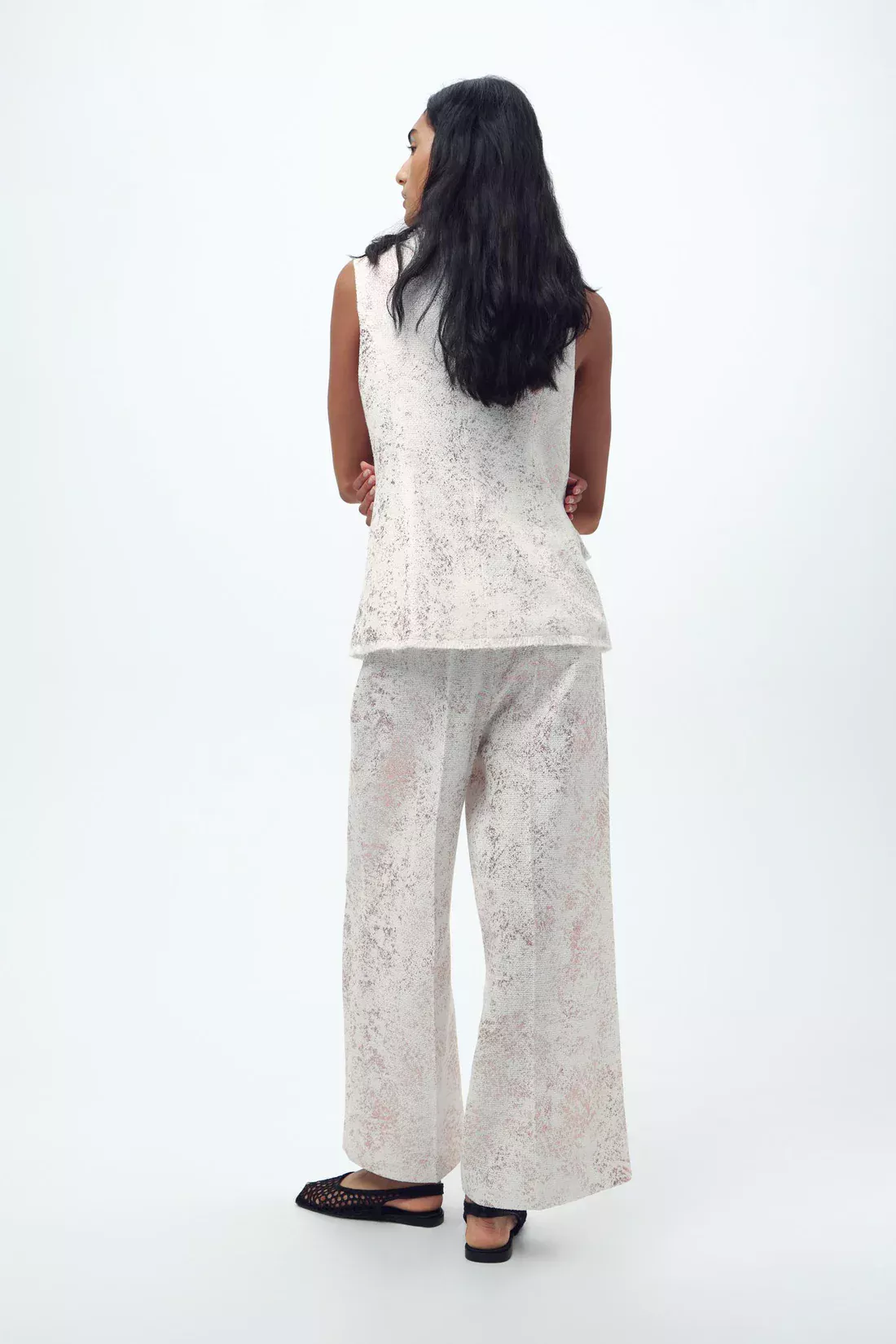 Metallic-effect Culotte Trousers